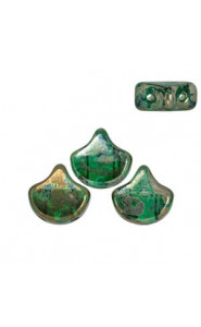 Ginko Leaf Beads 7.5x7.5mm Emerald Rembrandt